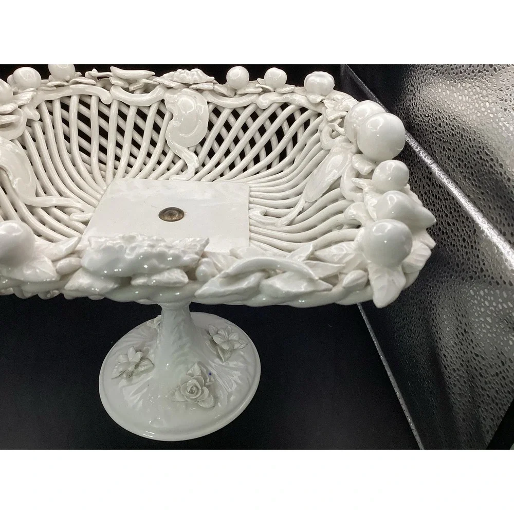 VTG Large Ardalt Lattice Square Compote Decorative Bowl 9